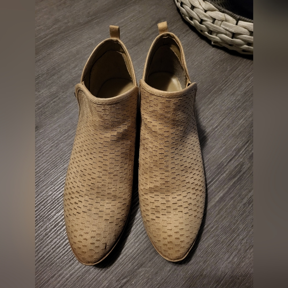 Alterd State Tan Canvas Ankle Boots & Booties | Block Heel & Zip Closure